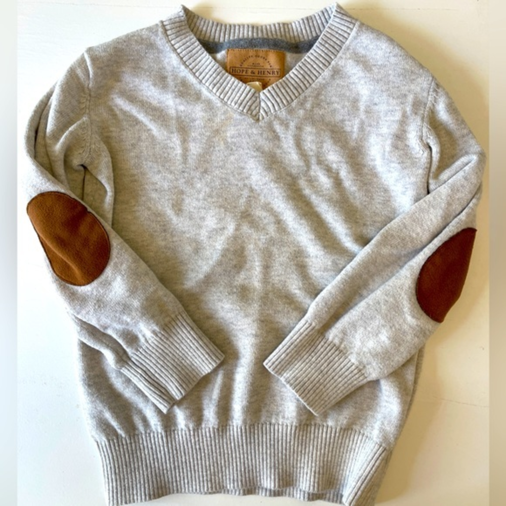 Hope and Henry Baby 100% Organic Cotton sweater with elbow patches. Size 3-6